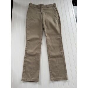 Dickies Womens 776F Slim Fit Work Pants Size 2R Tan Straight Leg Stretch Twill